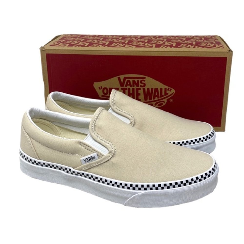 VANS Classic Slip On Checkboard Beige Canvas Women's Size Sneakers VN0A5AO8DJR - Picture 5 of 11